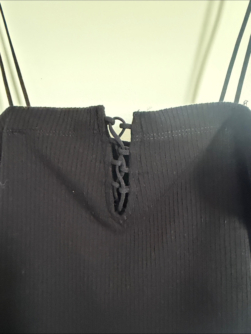 American Eagle Women's Black Ribbed Lace-Up Cami Top - Picture 2 of 5